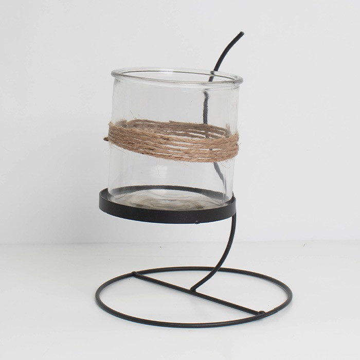 Sklenená váza na držiaku 22cm