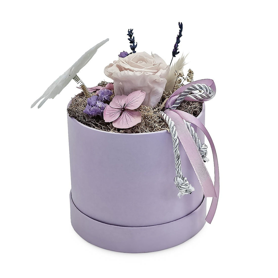 Box zo stabilizovaných kvetov - fialový, najmenší