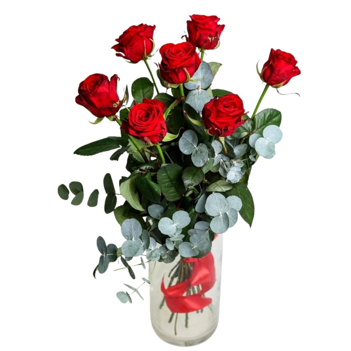 Kytica 7 ruží s eukalyptom