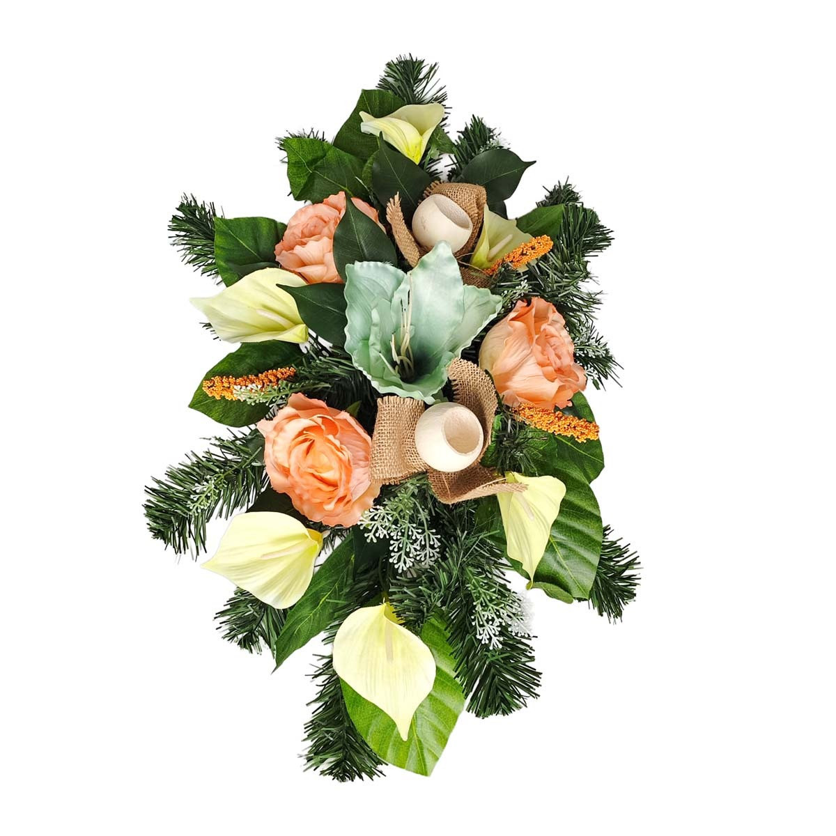 Spomienkový aranžmán  - oranžovo -zelený