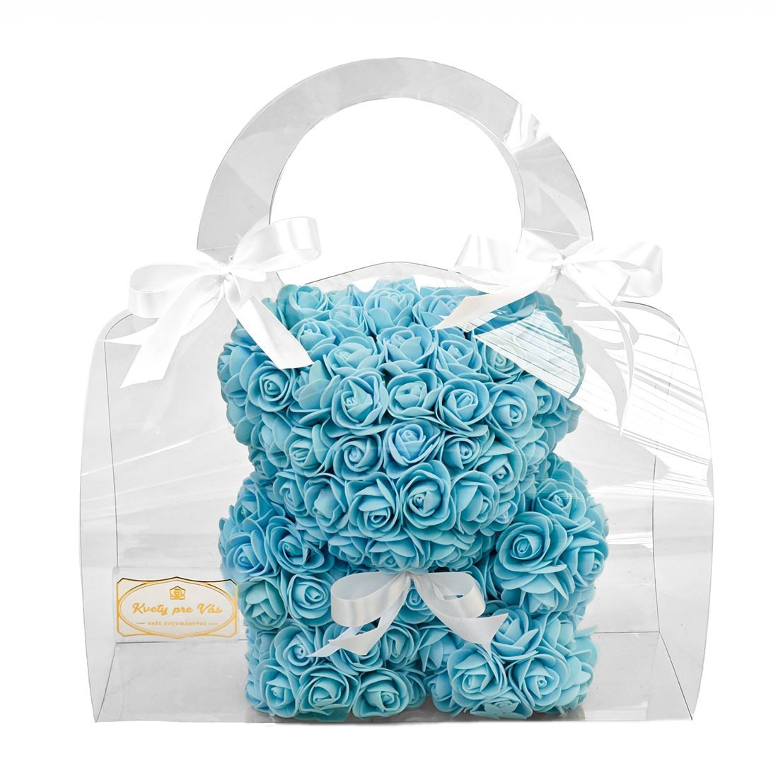 Malý Medvedík z penových ruží - modrý