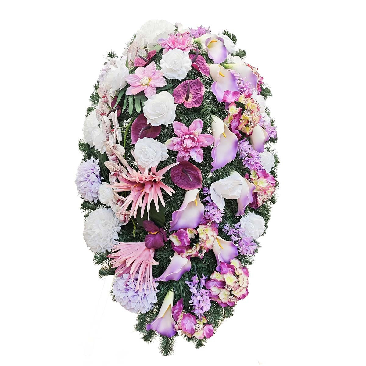 Veniec z umelých kvetov - fialový 130cm
