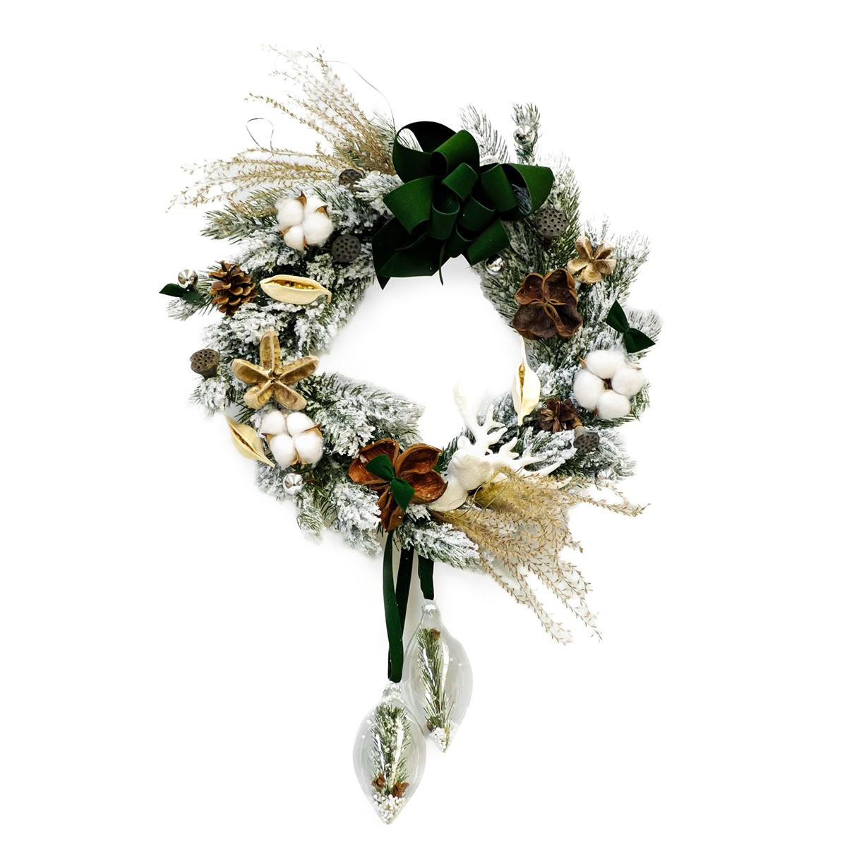 Adventný aranžmán - zelený na dvere