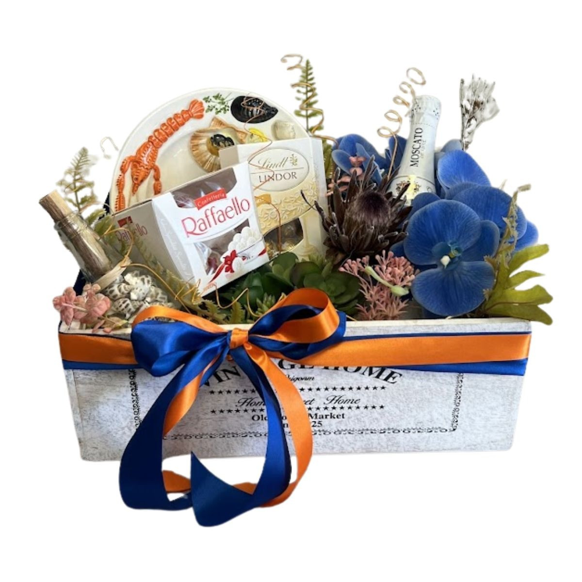 Darčekový box oranžovo-modrý