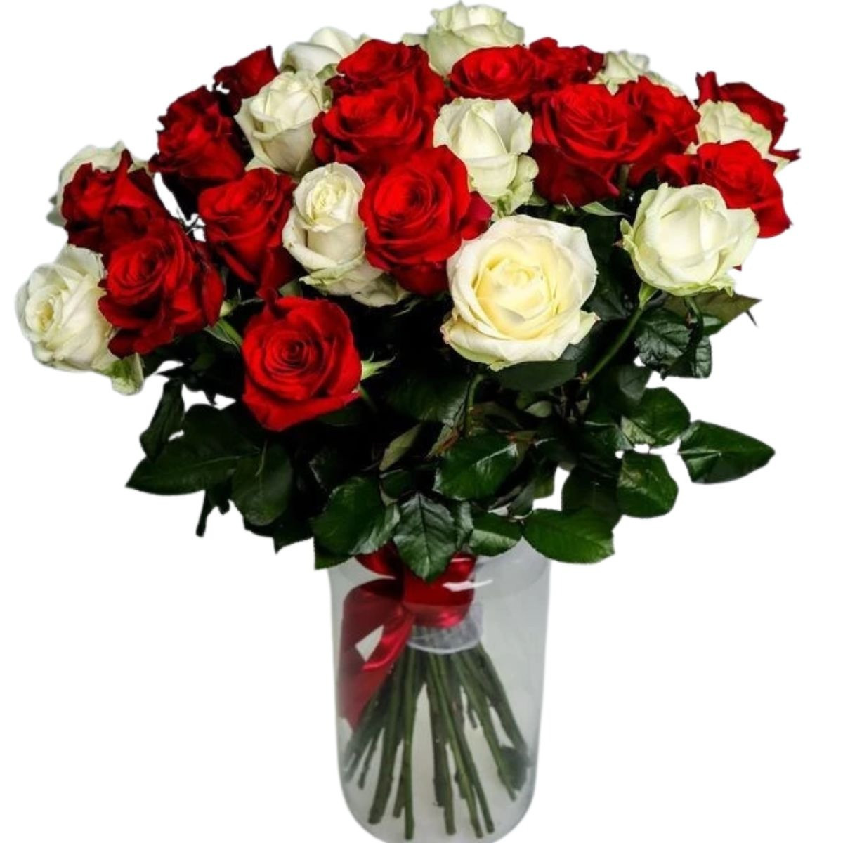 Kytica ruží bielo-červená