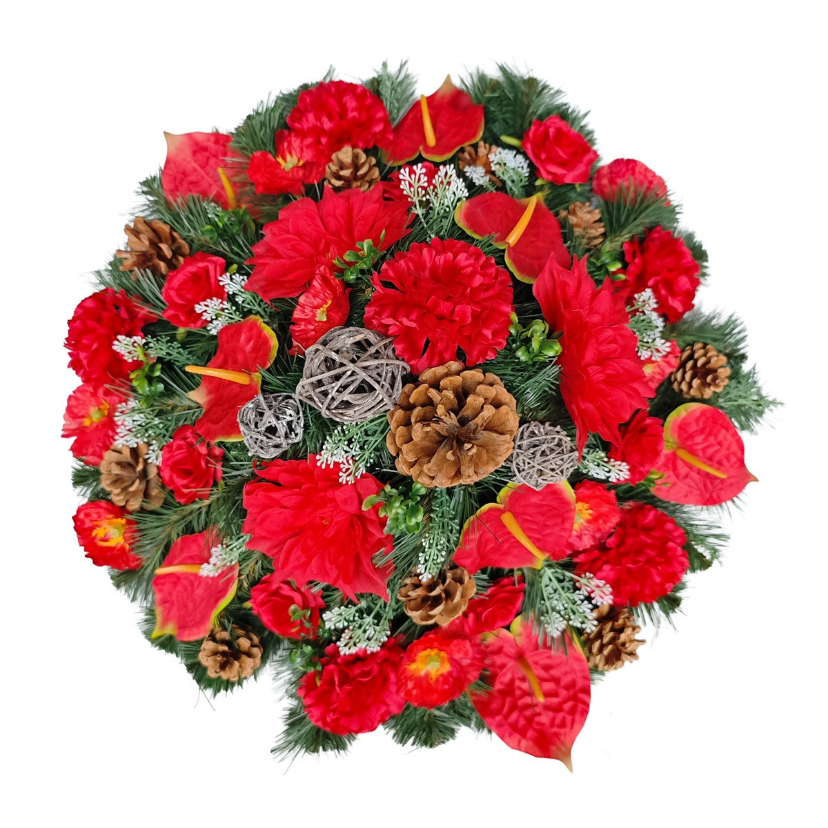 Veniec z umelých kvetov - červený kruh