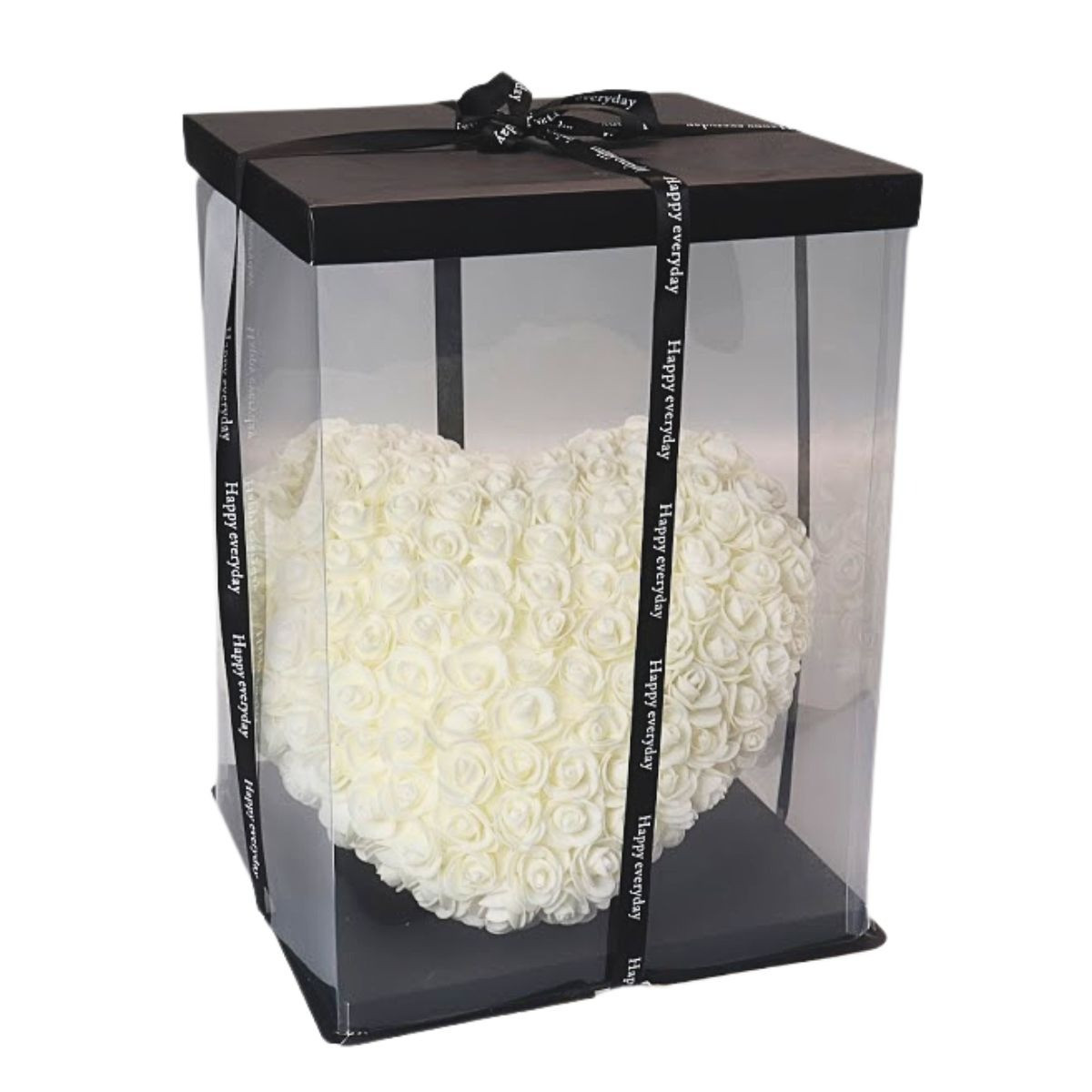 Srdce z penových ruží - biele